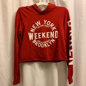 Red cropped hoodie